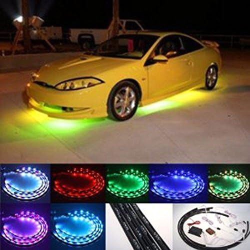 MuLife 7 Colors LED Waterproof Under Car Glow Underbody System Neon Lights Strip Kit with Remote Control