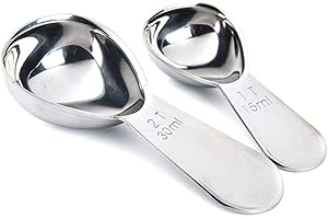 AYE Lot de 2 cuillère doseuse à café en acier inoxydable, 15 ml et 30 ml, cuillères à mesurer pour café, thé en vrac, sucre ou farine