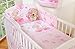 Baby Cot Bumper Bear with balloon pink