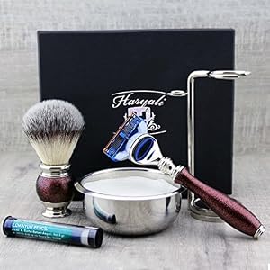 Haryali London 6Pc Mens Shaving Kit 5 Edge Razor, Synthetic Hair Brush, Bowl, Stand, Soap and Alum Perfect Shaving Set… - Image 3
