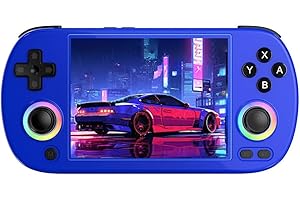 CAWEVON RG40XX H Console di gioco portatile, sistema Linux con 4 " IPS display, colore RGB joystick di illuminazione, 64G carta di TF e 5571 di gioco, supporto WiFi Bluetooth (blu, 64G)