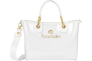 Braccialini Beth Jelly Borsa a mano di colore oro di medio piccole dimensioni con doppi manici. All'interno della borsa una busta estraibile agganciata con clip e una tracolla in nastro logato
