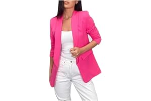FAIRY BOUTIQUE Womens Plain Open Front Frill Ruffle Duster Coat Ladies 3/4 Sleeve Pockets Jacket Blazer