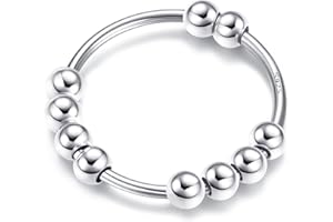 YADOCA 925 Sterling Silber Angst Ring für Damen Mädchen Stapelbare Ringe Spinner Bead Ringe Fidget Ring