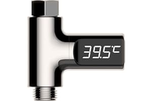Chesoon Thermomètre de douche à lecture instantanée avec affichage numérique Fahrenheit/centigrade 5-85 ℃ pour le bain de bébé, lumière alimentée par l'eau, affichage rotatif à 360