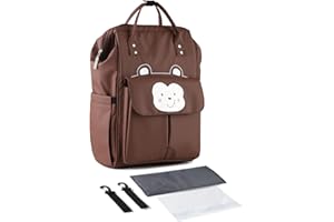 SONARIN Grande Capacità Zaino Fasciatoio Alla Moda,Borsa per Pannolini Multifunzione Impermeabile Zaino Mamma Neonato Borsa Fasciatoio da Viaggio con Fasciatoio & Ganci per Passeggino