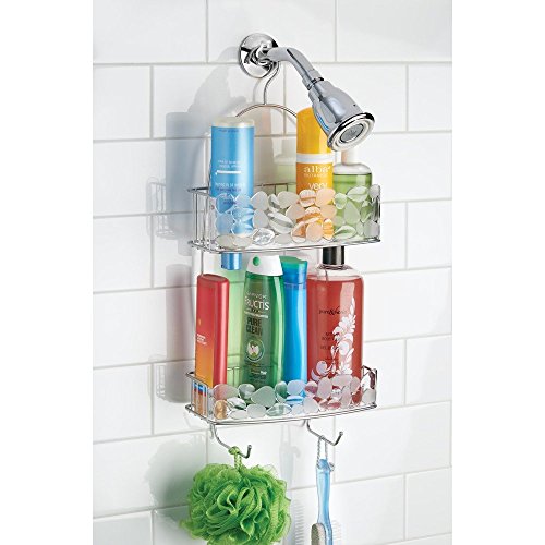 InterDesign 68576EU Pebblz Badezimmer-/Dusch-Caddy für Shampoo, Conditioner, Seife Edelstahl 26,04 x 11,43 x 55,88 cm, Silberfarben/Durchsichtig - 2