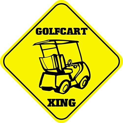 aqf527907 Golfcart Crossing Sings Funny Novelty Metal Signs Aluminum Outdoor Metal Wall Plaque 12x12 inches