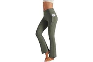 Glacspyg Bootcut Yoga Pants for Women V High Waist Flare Pants with Pockets Sweatpants Sport Trousers Fitness Gym Workout Yoga Casual