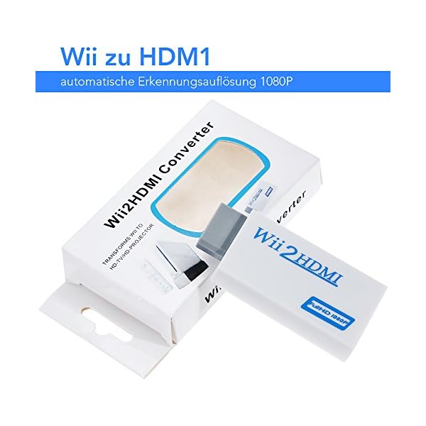 Zacro Wii Hdmi Adapter Wii Hdmi Wii zu HDMI Full HD Konverter Display Port auf Hdmi Adapter 720P 1080P HD Video Audio Ausgang mit 1 M größer Geschwindigkeit HDMI Kabel für Wii Display – Bild 3