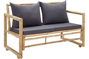 vidaXL Banco de Jardín con Cojines Mobiliario Muebles Terraza Patio Balcón Exterior Decoración Recibidor Asiento Silla 115 cm de Bambú