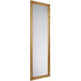Tana - Specchio da parete rettangolare, con cornice in legno, 50 x 150 cm, colore: Oro