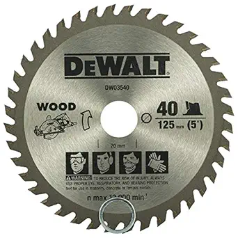 DEWALT DW03540 125mm 40T TCT Circular Saw Blade for cutting MDFPlywood and Laminated Wood