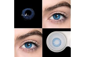 BIO-ESSENCE Pack Lentillas de Hidrogel blandas 1 par Lentes de contacto color azul sin graduación. Duración: 12 meses. Incluye de regalo 1 estuche y 10ml de solución (AZUL BRILLANTE)
