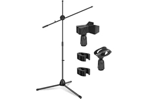 Techtest Heavy Duty Adjustable Dual Mike Stand Condenser Microphone Stand for Studio Recording Mic Stand for Singing Microphone Stand