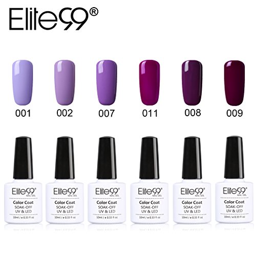 Elite99 UV Nagellack Nail Gel Polish Farbgel Nagelgel Lila deep Purple 6 Stücke 10ML