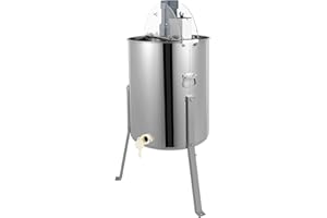 CHERIKIU 4-Rahmen Elektrische Honigschleuder, 140W 220V Edelstahl-Imker-Zubehör Bienenstock Hobby-Imker mit Honigauslauf und Acryldeckel Für Imkereibetriebe Imkergenossenschaften oder Familien