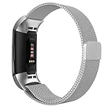 MoKo für Fitbit Charge 3 Armband, Milanaise Edelstahl Replacement Band - Silber
