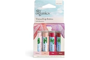 Sky Organics - Baume à Lèvres pour hydrater, Adoucir et Ajouter une Touche de Couleur, Lot de Baumes à Lèvres 4 Tintes assorties, Pack de 4