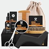 Beard Balm Kit MayBeau Beard Grooming Kit for Men-Contains Unscented Beard Balm Beard Oil Beard Comb Beard Brush Scissors Shape Tool and Canvas Bag Perfect Present for Dad Husband