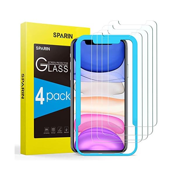 SPARIN [4 Stück] Panzerglas Schutzfolie für iPhone XR / iPhone 11, mit [9H Härte] [Anti-Kratzen] [Blasenfrei] [2.5D Rand] [HD Klar]