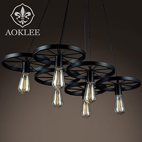 Industrial Vintage Pendant Light Industrial Air-wheel Chandelier Ceiling Lighting Pendant Lamp E27 Base loft creative personality Sepia Restaurant Light Bar American village iron Cafe, rusty wheel 6 head