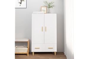 FIRBNUS Aparador Blanco Mueble Entrada Recibidor Recibidores De Entrada Aparador Cocina Muebles De Salon Armario Auxiliar Vitrina Salon Buffet 70x31x115 cm Manija de Madera