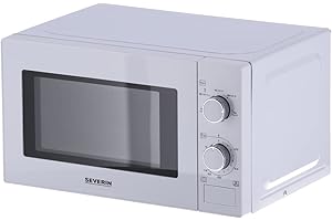 ‎SEVERIN SEVERIN Mikrowelle, zum Auftauen und Erhitzen, Mikrowellengerät mit Drehteller für gleichmäßige Wärmeverteilung, weiß/chrom, MW 7770