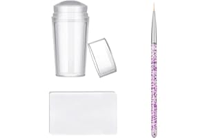 FAMIDIQGO Nail Stamper Nail Art Brushes – French Tip Nail Stamp Clear Nail Art Stamper Jelly con raschietto, 1 pennello per nail art, in morbido silicone