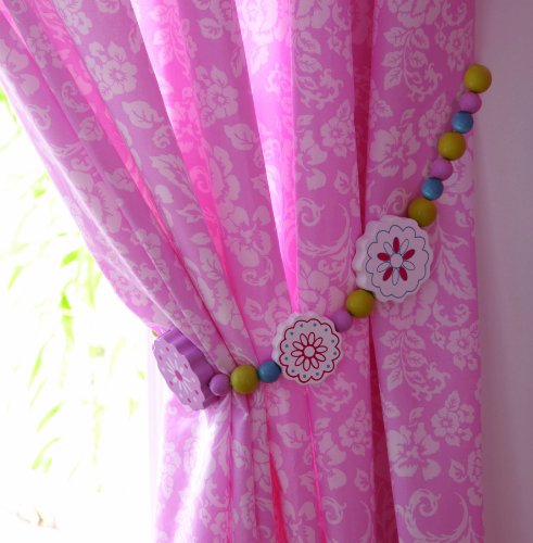 Forever Friends Tab Top Curtain Pair (Beautiful Pink)