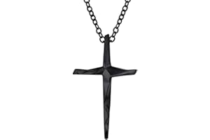 Richsteel Collier Croix Personnalisable Homme Or/Noir/Acier Inoxydable - Pendentif Croix avec Chaîne Réglable - Bijoux Chretienne Catholique Religion Croix pour Hommes Femmes Adolescents
