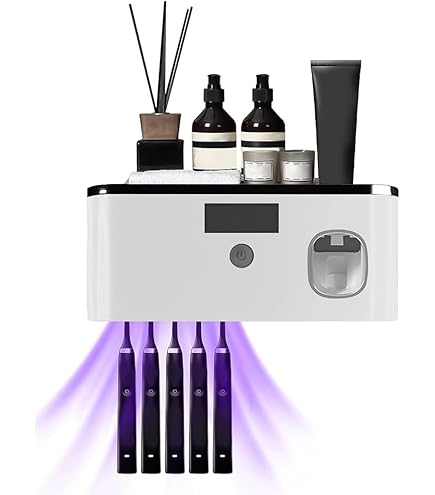 Dispenser Dentifricio A Parete Con 4 Portaspazzolini - Doppio Distributore Automatico Per Bagno, Senza Forare - Foto 9