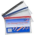 6 x Clear Exam Pencil Case See Through 20cm x 12.5cm Zip Bag Transparent Extra Strong