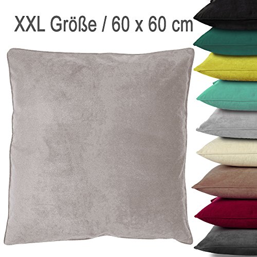 XXL Samt-Kuschel-Kissen VELVET mit RV und herausnehmbarer Füllung / 60x60 cm / Deko-/Zierkissen / Sofakissen / silber (hell-grau)