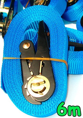 6 Zurrgurte mit Ratsche 6 m 0,8 t EN-12195-2 blau Spanngurte 6m - 2