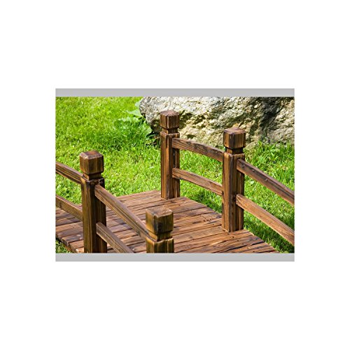 Rustikale massive Holzbrücke, braun, 150 x 67 x 55 cm, geölt und brandbehandelt, bis 150 kg belastbar - 7