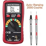 Tacklife DM02A Classique Multimètre Numérique Gamme Automatique Testeur de tension avec tension sans contact et Ecran LCD Rétroéclairé pour Tension , Courant , Résistance, Continuité, Fréquence, Diodes, Rouge -Idéal Cadeau pour La Fête des Pères