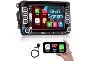 [Nouvelle Version] KTTCORLP Autoradio Carplay Golf 6 5 VW Passat Jetta Caddy Polo CC EOS T5 Skoda, 7 Pouces sans Fil Carplay & Android Auto, Puissance élevée/Bluetooth/FM/AM Radio/USB/DSP/RDS