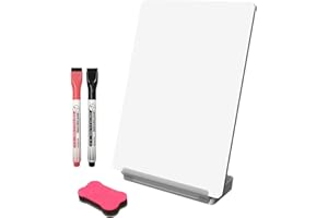 Yagee Wielofunkcyjna tablica suchościeralna na biurko z uchwytem na telefon komórkowy i tablet – dwustronna tablica do pisania do biura i szkoły – w zestawie pudełko do przechowywania, marker i gumka
