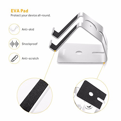 Easyacc Universal Handy Halterung Tablet Ständer Apple Watch Halter für iPhone 7 / 7P / Samsung Galaxy S8 / S8 Plus / iPad 9.7 2017 / iPad Air/ Mini / E-Book, Aluminium Handy Halter Schreibtisch Halter für Haus, Büro, Schlafzimmer und mehr, Passend für 4-10.1 Zoll Geräte – Silber - 5