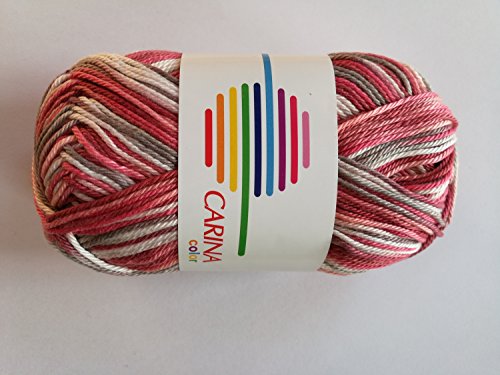 G-B Wolle Carina color 100 % Baumwolle, gasiert, gekämmt, mercerisiert, Farbe:15 rosa-creme-rost