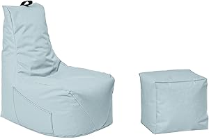 Momiralland Komfort Sitzsack XL - XXL mit Hocker Sitzkissen BodenKissen Sessel In- & Outdoor geeignet Gaming Sitzsack für Erwachsene und Kinder (Grau, XXL - Durchmesser 80 cm)