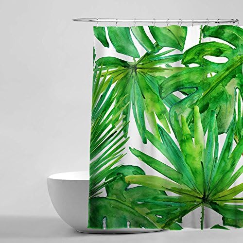 Colour Kingdom Green Broadleaf Plant Shower Curtain Waterproof and Mildew Resistant 180cm X 180cm