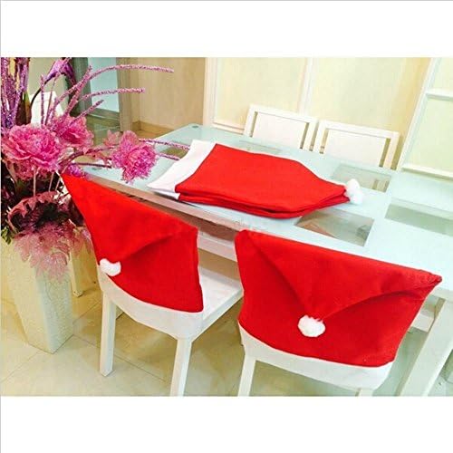 Santa Clause Red Hat Chair Back Cover for Christmas Table Decor 6/12 PCS (6pcs)