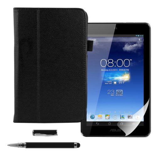 3in1 Set: kwmobile Hülle für Asus Memo Pad HD 7 ME173X – Tabletcover Slim Case Tablet Schutzhülle – Smart Cover Tabletcase Schwarz + Folie, kristallklar + Stylus, Schwarz - 5