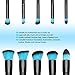 Qivange Make-up Brushes, Premium Synthetic Kabuki Make-up Brush Set Foundation Eyeshadow Blush Concealer Powder Brush Kit + Pouch ( 10pcs, Black with Blue Hair)