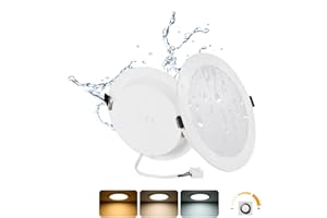 Grebeam Lot de 2 Spot LED Encastrable Dimmable 16W, Spot Salle de Bain, IP44, Rond, 3000K/4000K/6000K, spot LED Extérieur pour Cuisine Salon, Trou Ø145-160mm