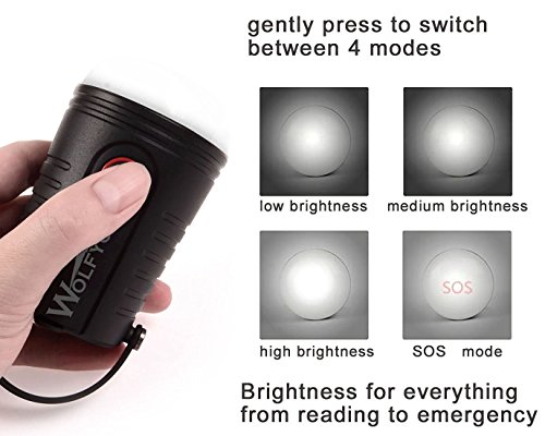 Wolfyok 2-in-1 LED Camping Laterne & Energien bank, 4 Licht-Modi USB Output, 100 Stunden dauerhafte Beleuchtung tragbare Camping Lampe, 5200 mAh LED Wiederaufladbare IP65 wasserdichte Notfall Laterne für Wandern, Camping, Notfall, Nachtlicht - 3