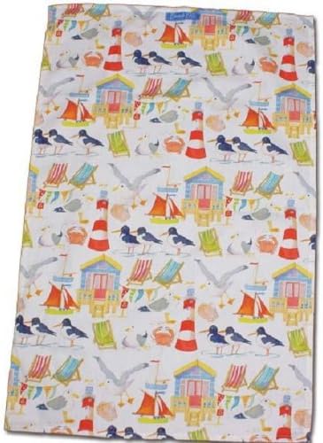 Emma Ball Beside the Sea themed large cotton tea towel