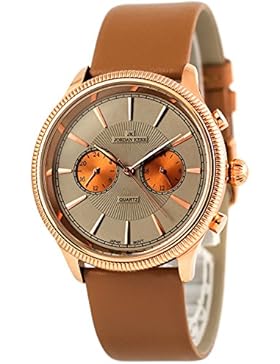 Außergewöhnliche Lederarmbanduhr Damen JORDAN KERR 2 Zeitzone 12/24H + BOX, ZJ61C86D/2